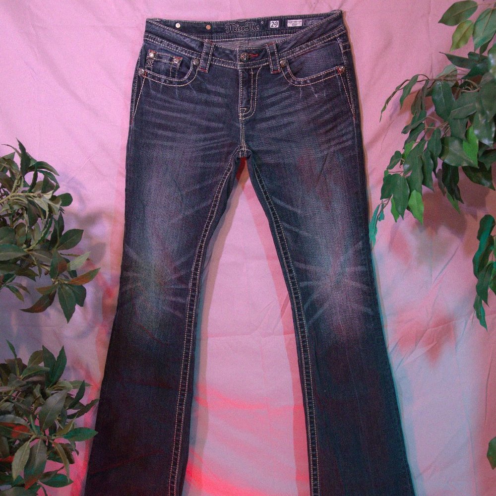 "Miss Me" blue jeans. Size: 29. Style: Boot/Signature-Rise